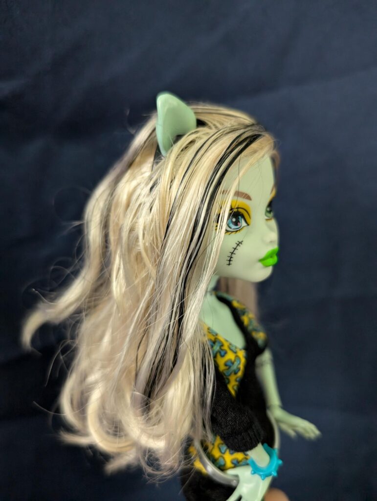 Monster High Frankie Stein doll with glue seepage in hair